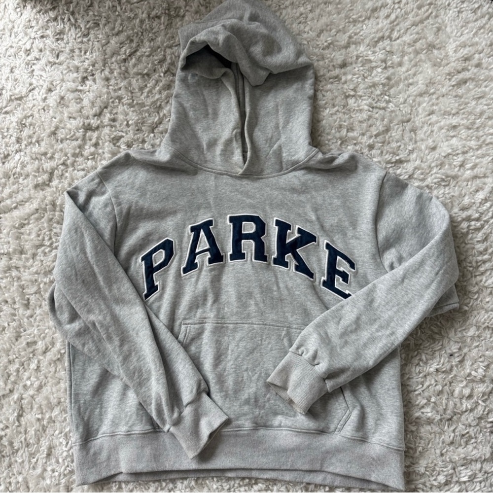 Parke Light Gray Hoodie with Dark Blue Accents